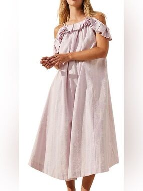 Free People Tamara Lilac Open Back Seersucker  Midi/Maxi Dress